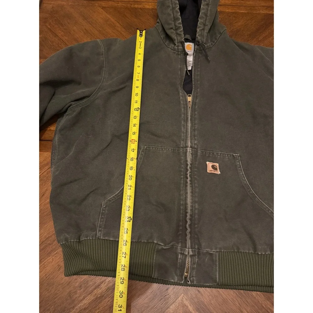 Carhartt J130 MOS Moss Green Sandstone Duck Active‎ Jacket Hooded Mens 2XL Tall